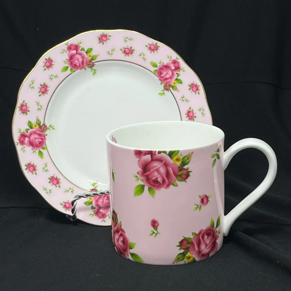 Royal Albert New Country Roses Pink Mug Saucer Set Gift Cottage Romantic Mother
